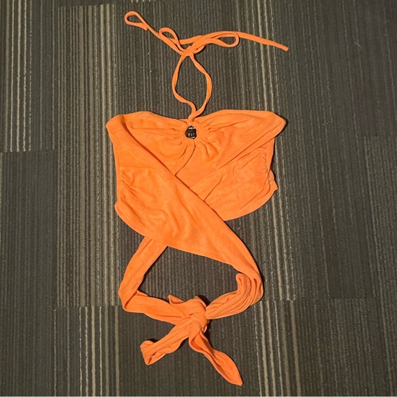 Orange Tie Back Halter Top - Picture 3 of 4